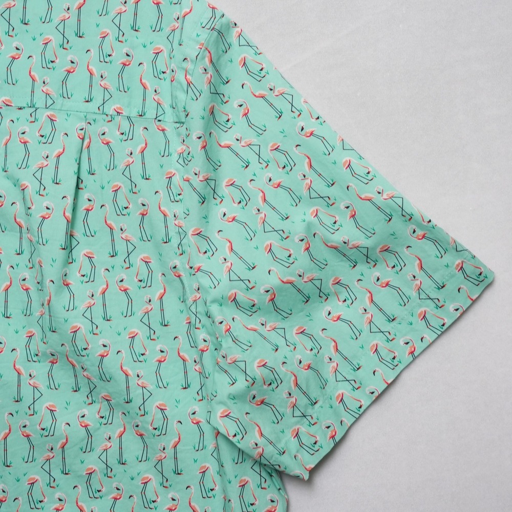 Club Room Button Up Shirt Mens XXL Green Flamingo Tropical Print Short Sleeve - Picture 16 of 16